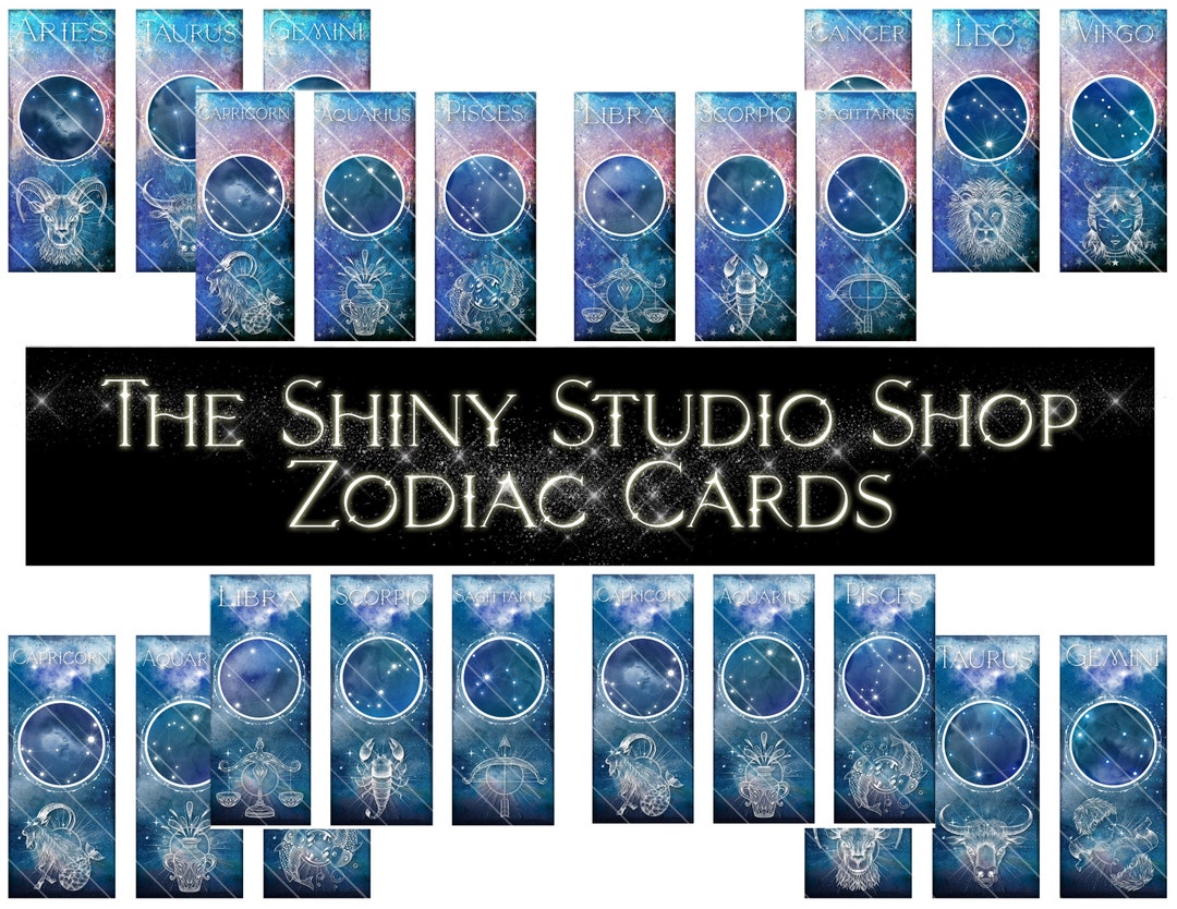 Zodiac Tags Astrology Journal Cards Celestial Ephemera Junk Etsy