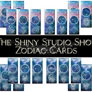 Zodiac tags, astrology journal cards, celestial ephemera, junk journal ephemera, grimoire ephemera, BOS ephemera