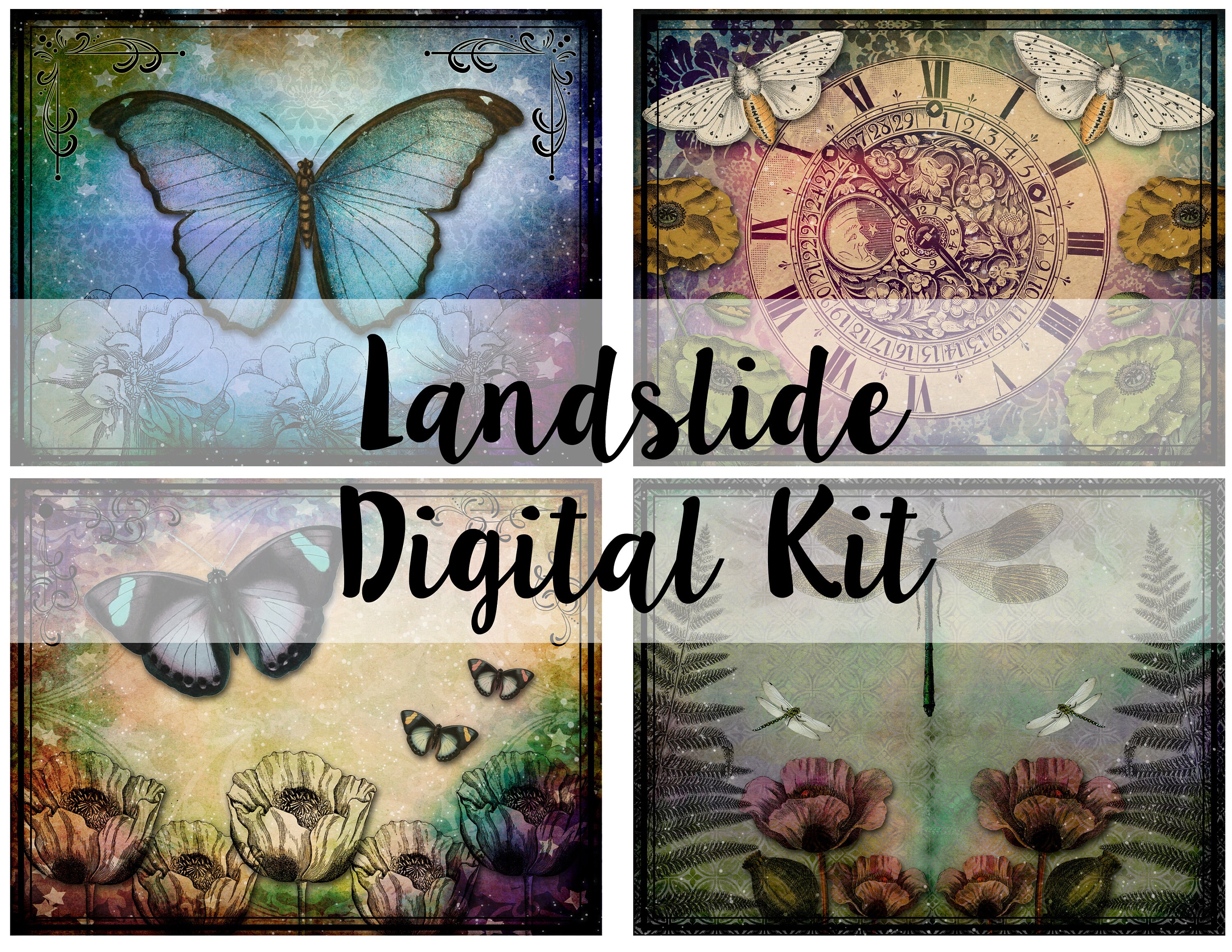 Landslide Digital Journal Kit Collection, Boho Junk Journal Kit, Boho ...