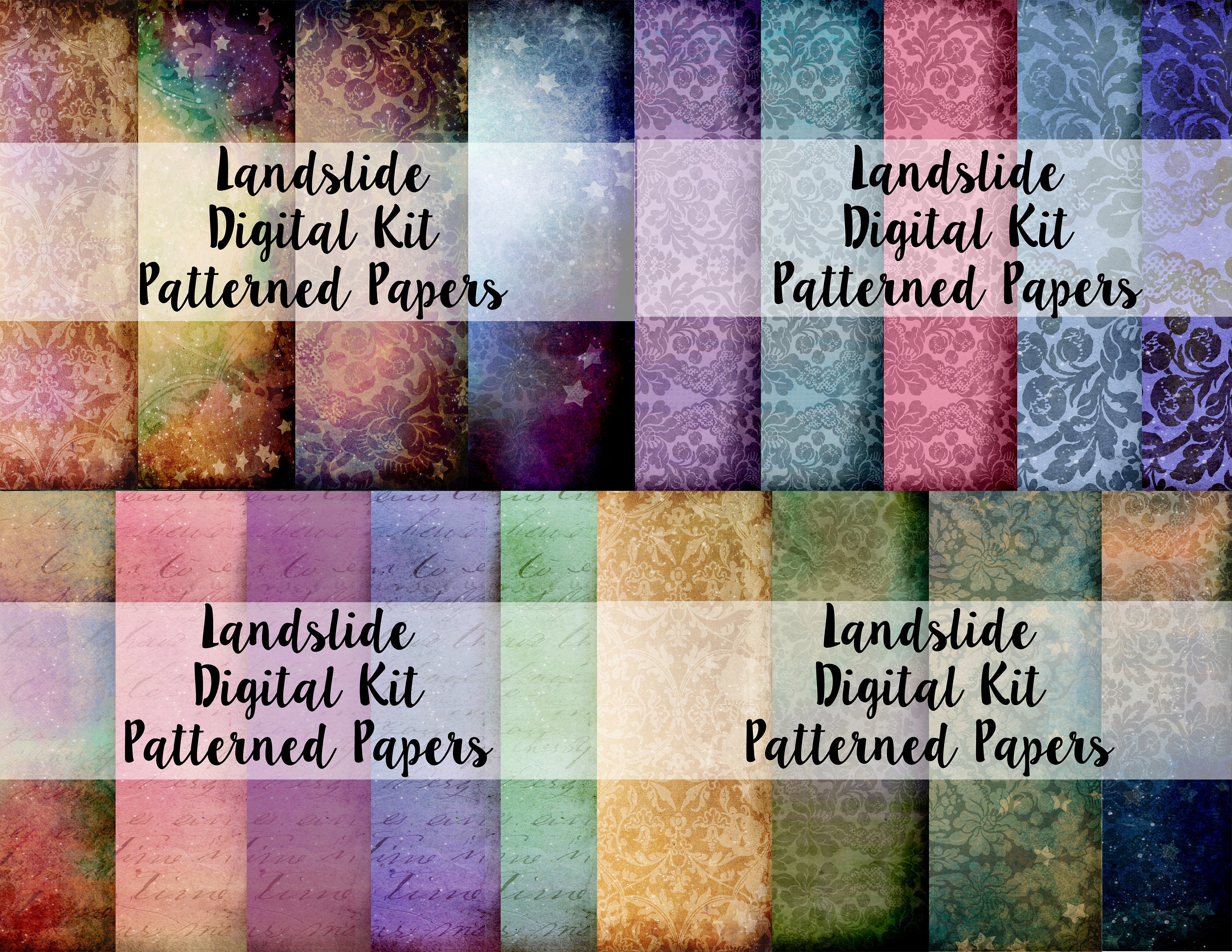 Landslide Digital Journal Kit Collection, Boho Junk Journal Kit, Boho ...