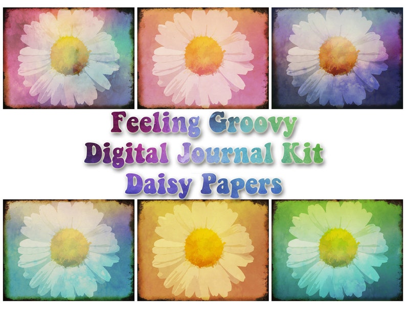 Feeling Groovy The Complete Collection junk journal digital papers, tie dye printable, paisley journal kit, boho ephemera, tags, envelopes image 3