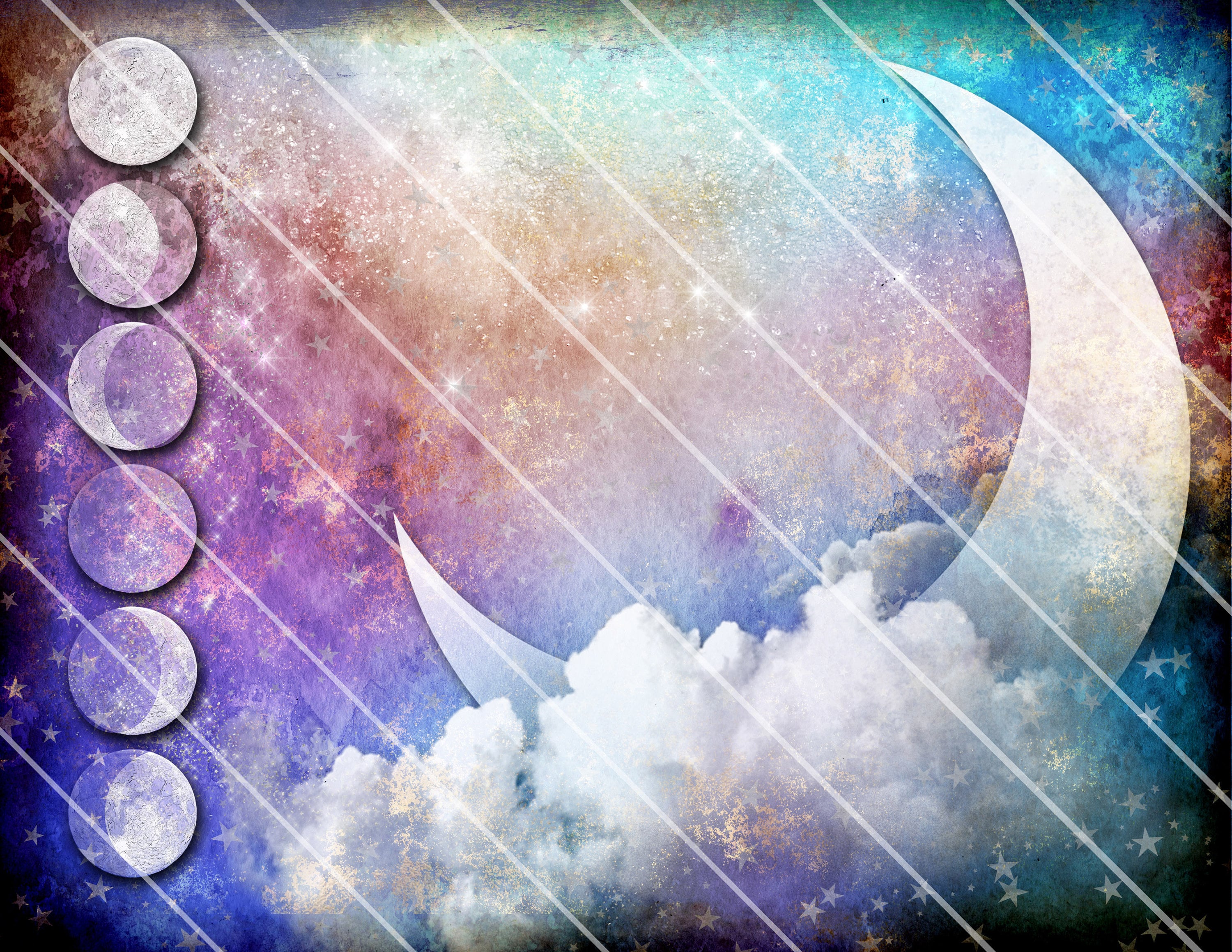 Moon Child Digital Printable Papers, Junk Journal Pages