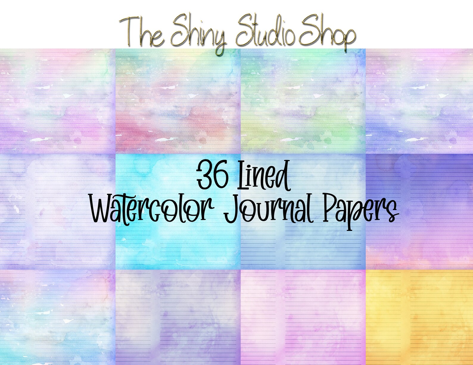 36 Lined Watercolor Journal Papers, Boho Junk Journal Papers, Lined ...