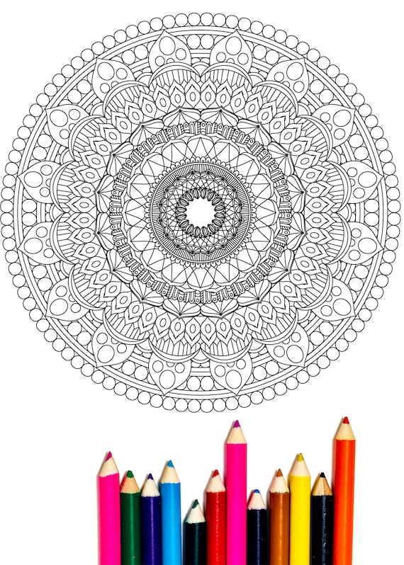 Patterns Stress Relieving Coloring Book for Adults & Colored Pencils Set