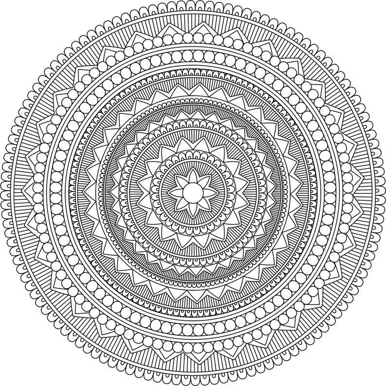 Mandala kleurplaten, volwassen kleurplaat, afdrukbare kleurplaat, volwassen kleuren, afdrukbare kunstkleur, anti-stress kleuren, afbeelding 1