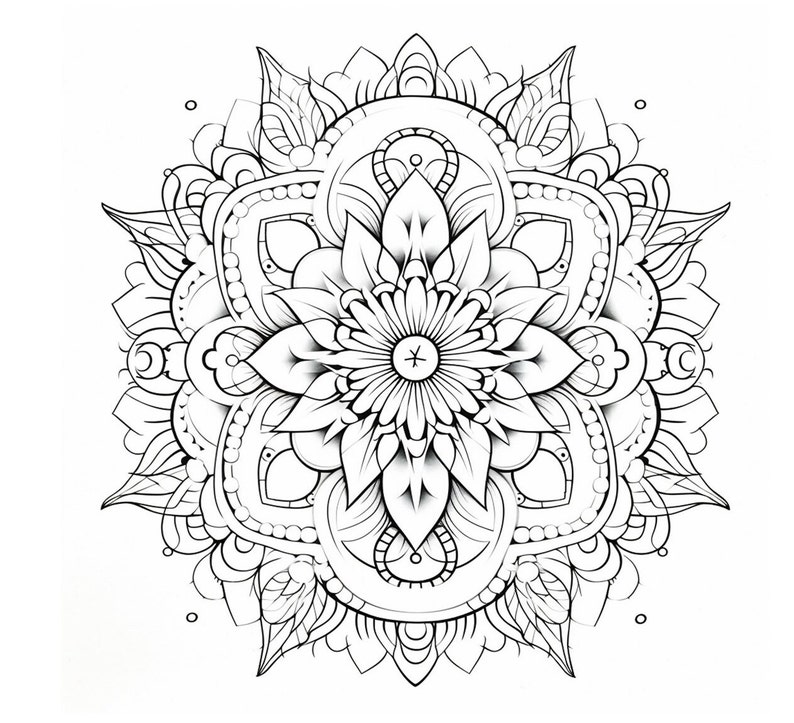 Intricate Mandala Adult Coloring Printable - Stress Relief & Relaxation ...