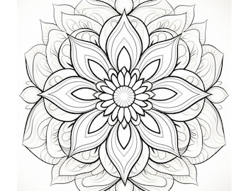 Intricate Mandala Adult Coloring Printable - Stress Relief & Relaxation - Instant Download PDF - Mindful Coloring Therapy - DIY Art Therapy