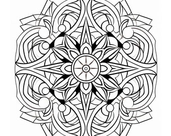 Ingewikkelde Mandala volwassen kleuren afdrukbaar - Stressverlichting & ontspanning - Instant Download PDF - Mindful kleurtherapie - DIY-kunsttherapie