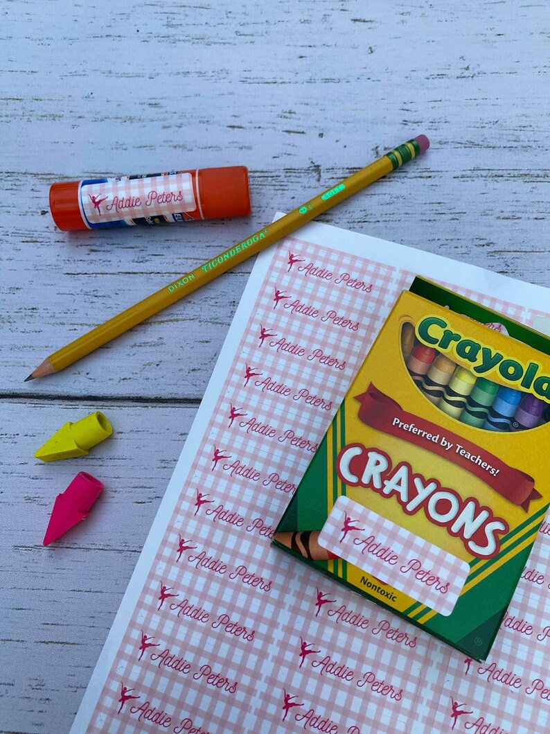 Crayon Name Labels. Back to School Crayon Name Tag Sticker. Etsy