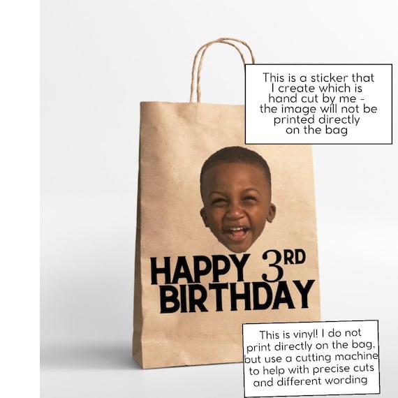 Personalized Face, Bride, Graduation, Party Gift Bags, Thank you bag, Birthday Gift Bags, customized gift bag, happy birthday gift bag