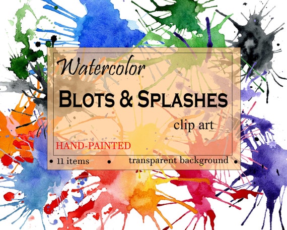Watercolor Colorful Splash Abstract Svg Brush Stroke Ink Spot Etsy