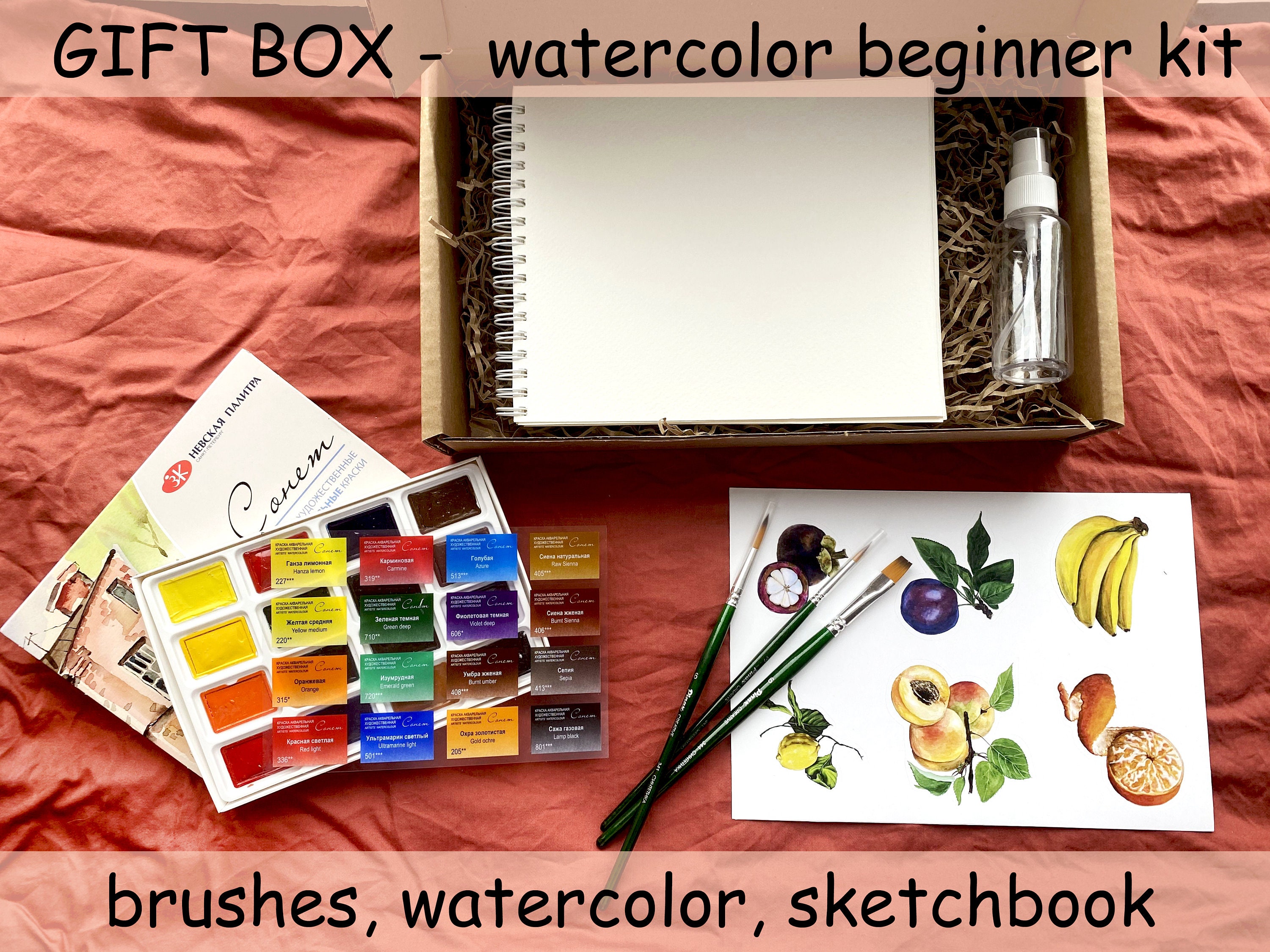 Watercolor kit beginner kit with art book watercolor palette. Etsy