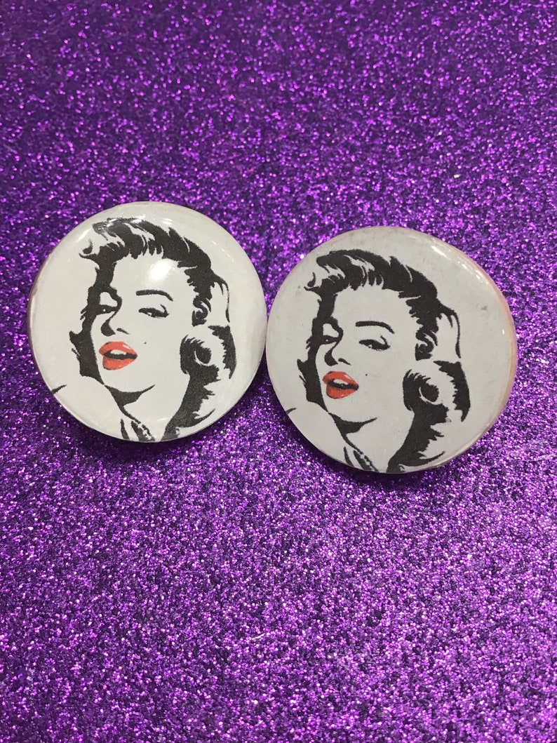 Marilyn Monroe earrings 1 inch studs wood block earrings resin earrings art inspired jewelry