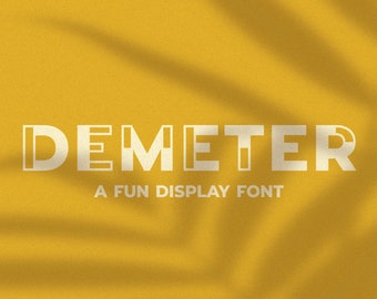 Demeter // A Fun Display Font // Display Font, Logo Font, All Caps, San Serif, Bold Font, Darjeeling Limited, Wes Anderson