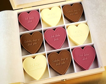 Schoko-Herzen-Box „Für dich“ Perfekt zu Valentinstag, Hochzeitstag, Verlobung, Geburtstag, Muttertag