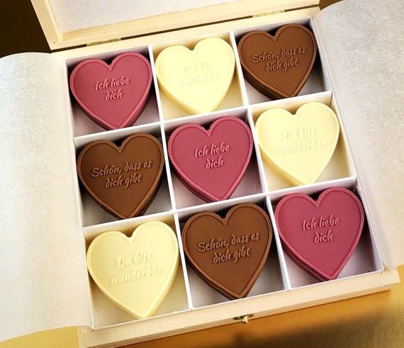 Schoko-Herzen-Box „Für dich“ Perfekt zu Valentinstag, Hochzeitstag, Verlobung, Geburtstag, Muttertag