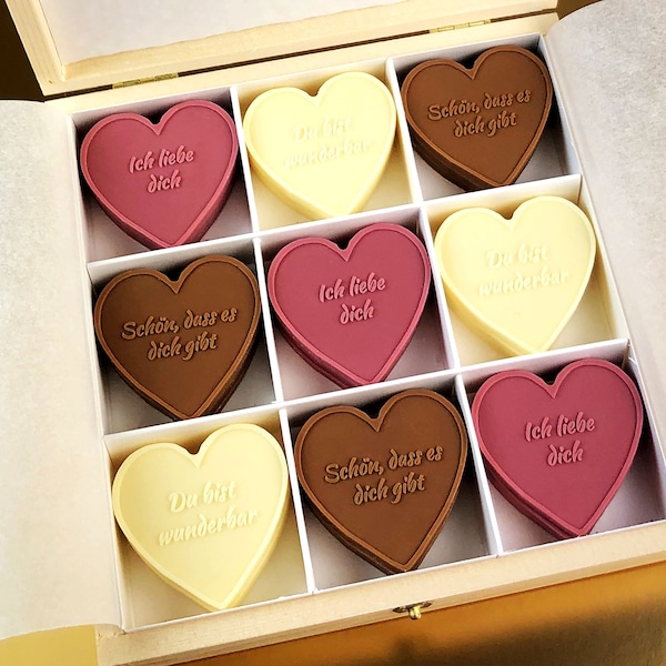 Schoko-Herzen-Box „Für dich“ zu Valentinstag, Hochzeitstag, Verlobung, Geburtstag, Muttertag