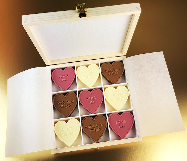 Schoko-Herzen-Box „Für dich“ Perfekt till Valentinstag, Hochzeitstag, Verlobung, Geburtstag, Muttertag bild 7