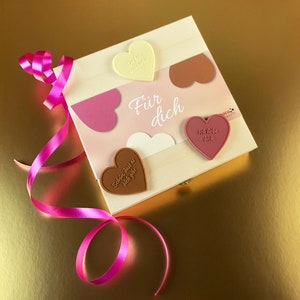 Schoko-Herzen-Box „Für dich“ Perfekt till Valentinstag, Hochzeitstag, Verlobung, Geburtstag, Muttertag bild 4