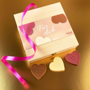 Schoko-Herzen-Box „Für dich“ Perfekt till Valentinstag, Hochzeitstag, Verlobung, Geburtstag, Muttertag bild 2
