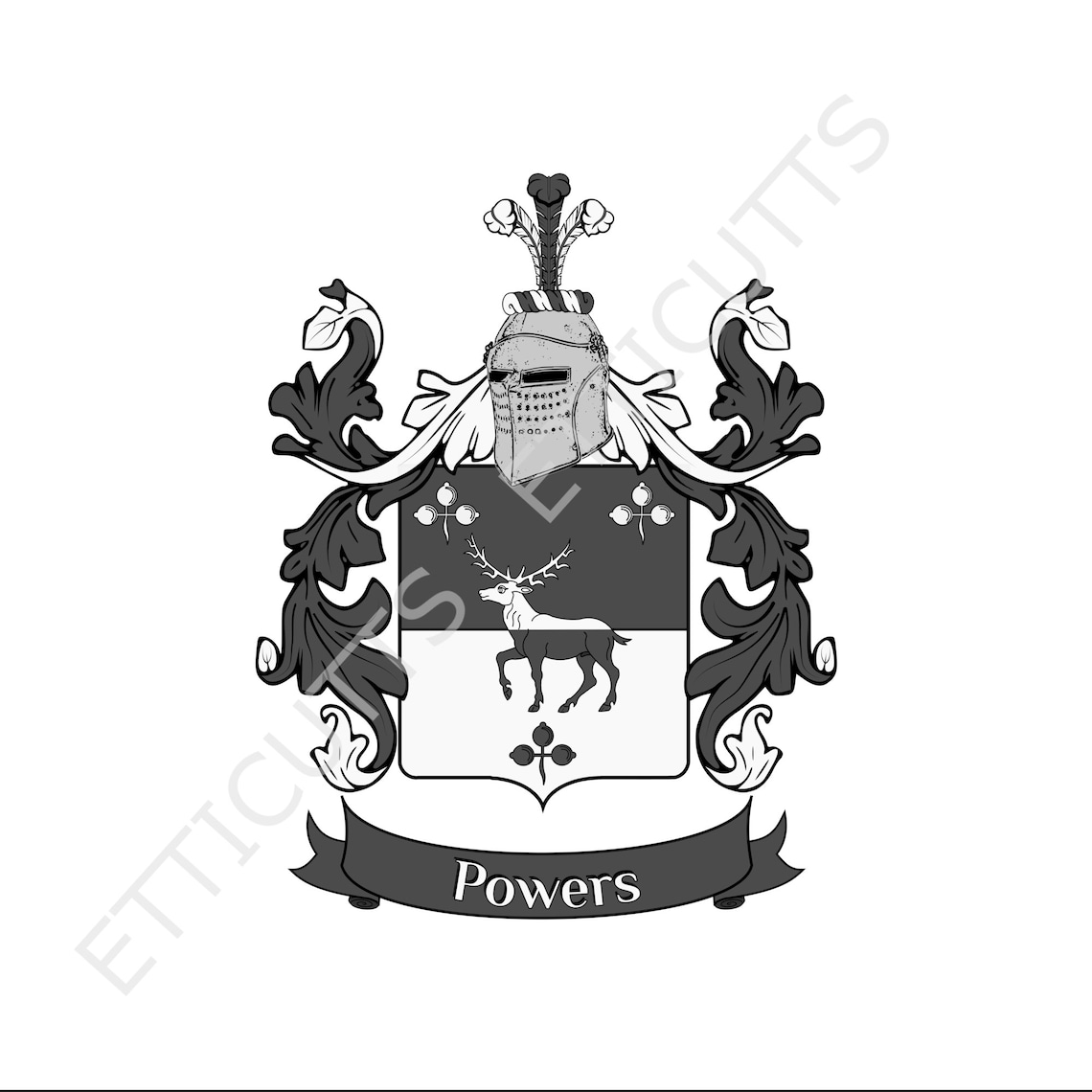 Powers Coat of Arms Print Cut Sublimate Engrave Digital Download Etsy