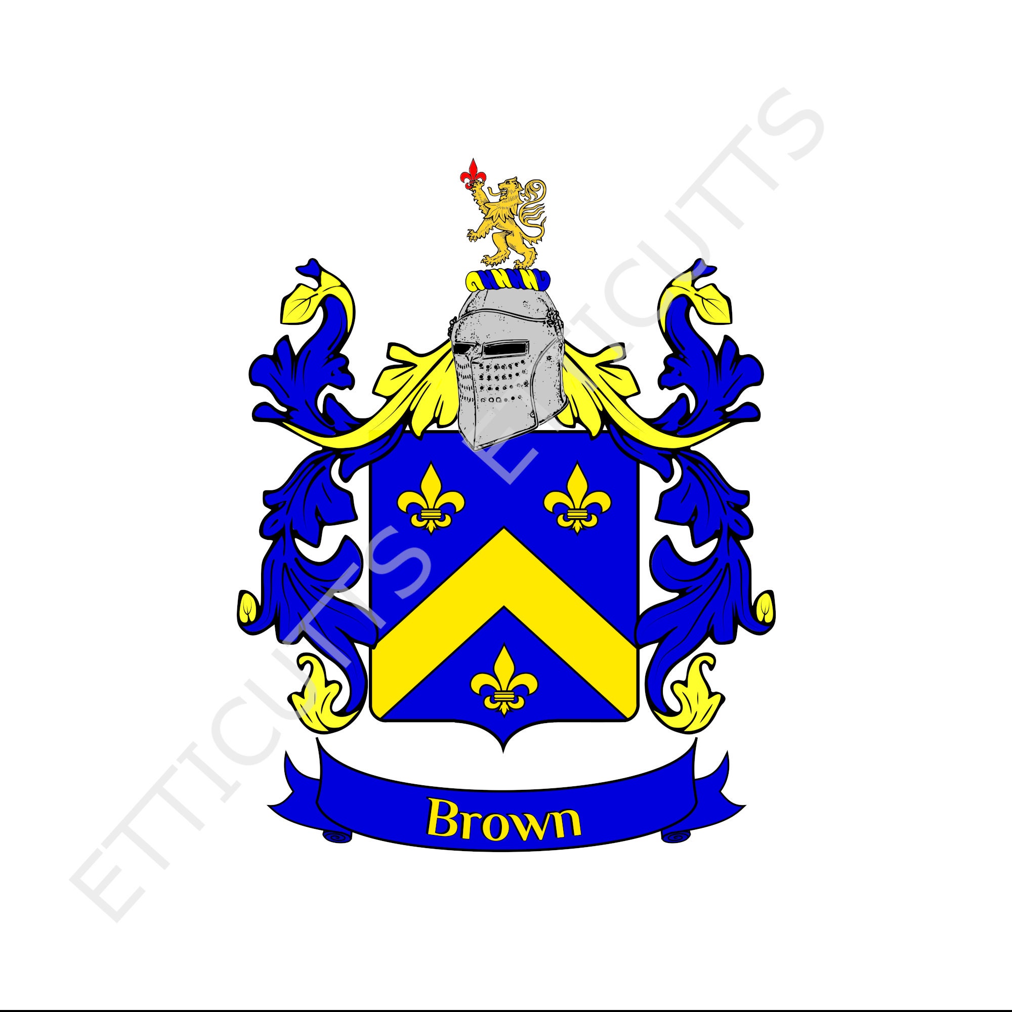 Brown Coat of Arms Family Crest PDF Download, Printable Coat of Arms. Etsy