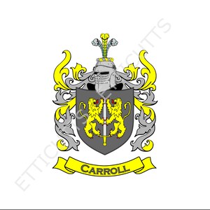 Carroll Coat Of Arms Print Cut Sublimate Engrave Digital Download