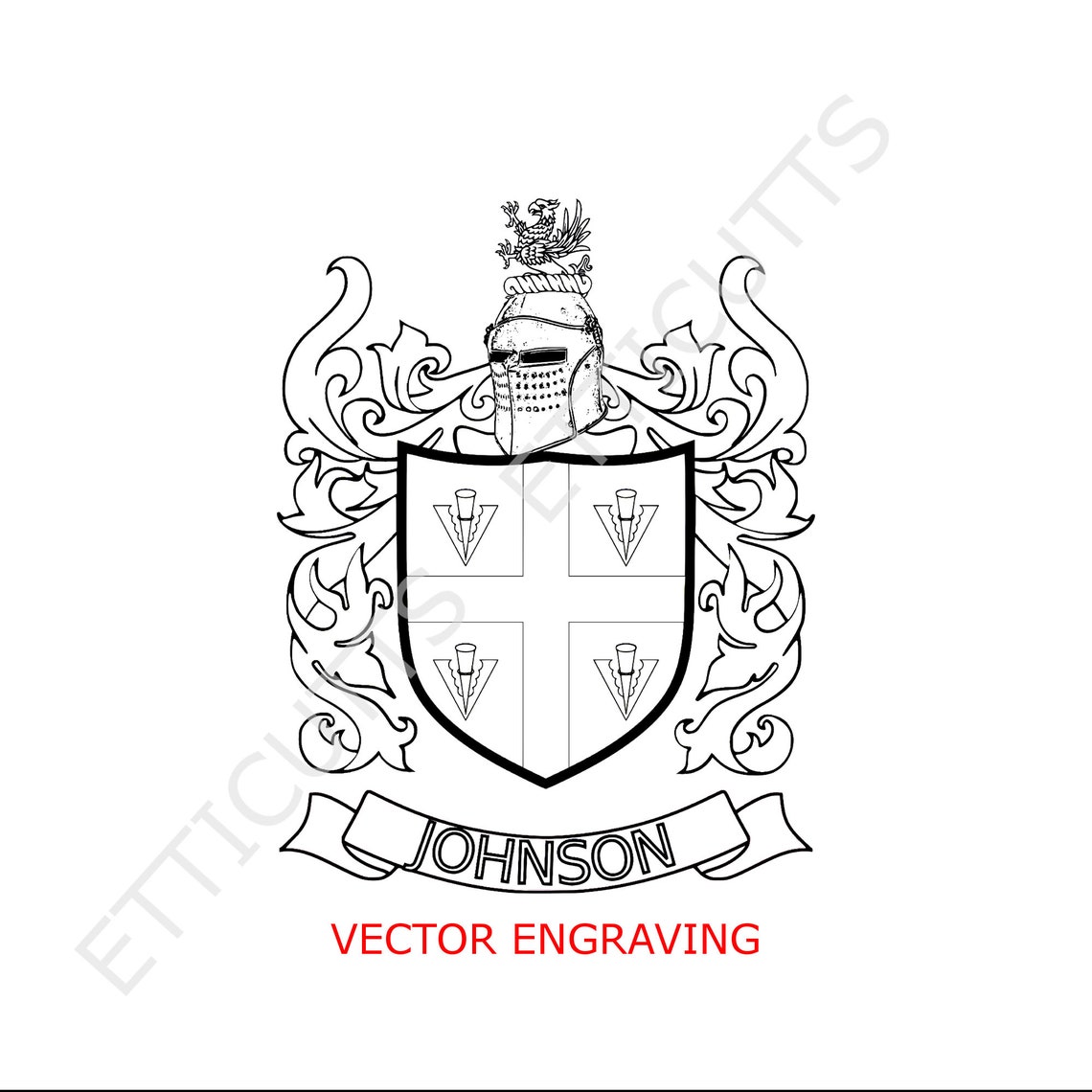 Johnson Coat of Arms Print Cut Sublimate Engrave Digital Etsy