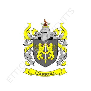 Carroll (Irish) Coat Of Arms Print Cut Sublimate Engrave Digital Download