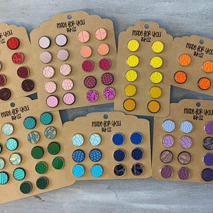 12mm Faux Leather Studs | Colorful Studs | Solid Colored Studs