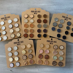 12mm Faux Leather Studs | Neutral Colored Studs | Textured Faux Leather