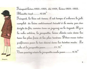 Explication tricot pour poupée Bleuette poupée ancienne de 29 cm. Méphisto 1929/1930. - France
