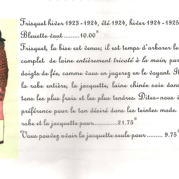 Explication tricot pour la poupée Bleuette poupée ancienne de 29 cm.  "Frisquet  hiver 1923/1924"