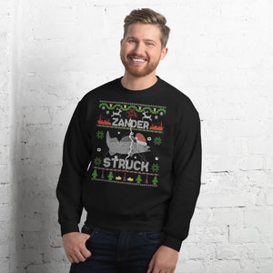 Zander Claus TM fishing Brand - Zander Struck lustiges Weihnachts Sweatshirt bis 5xl