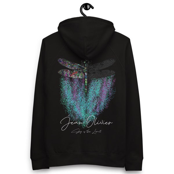 OLIVIER INDUSTRIES ® Jean Oliviers Painted Art Sky is The Limit Dragonfly -Organic Cotton Unisex Pullover Hoodie