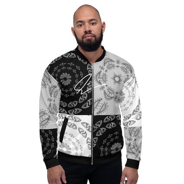 Olivier Industries ® Handmade drawn pasisley -Signature unisex Bomberjacket