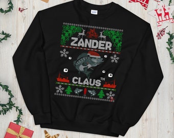 Zander Claus ® Christmas Ugly Sweater Angler Unisex Sweater