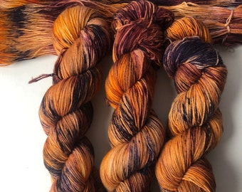 Golden Hour- Autumn hand dyed sock yarn, superwash fine merino, 100g, sock yarn, speckles