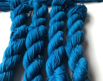 River of Styx  blue hand dyed mini skein sock yarn, superwash fine merino, 20g, 100g, DK, sock yarn