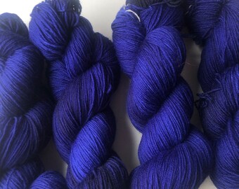 Midnight hand dyed sock yarn, superwash fine merino, 100g, sock yarn