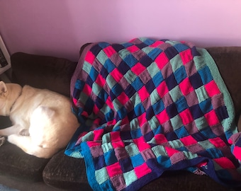 Broken Crayons Knit Blanket Pattern: Easy Patchwork Throw (PDF Download)