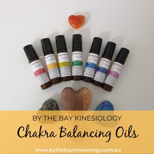 Chakra Balancing Oils Set of 7 - Base, Sacral, Solar Plexus, Heart, Throat, Third Eye, Crown Chakras - Cute Healing Roller Bottles