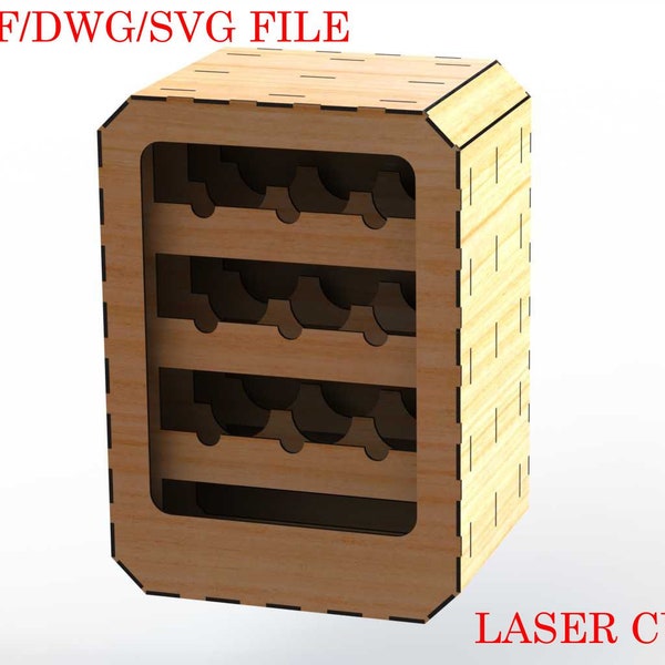 DXF/DWG Digital Download Laser Cut Rectangular Wine Rack/DIY/Wooden/Glowforge/Tabletop Wine Rack/Wine Holder/Wine Standing/Wine Organizer