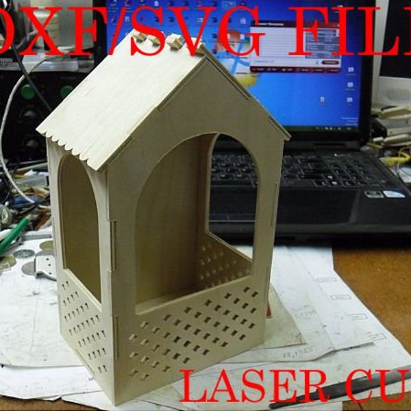 Fichier DXF/DWG pour mangeoire pour oiseaux/Décoration d'intérieur/Fichier découpé au laser/Fraisage cnc/bricolage/artisanat/bois Acril/Construction 3D/fichier découpé au laser Svg/cabane/