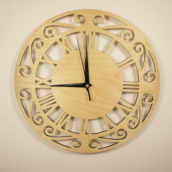 Roman Numerals Wooden Wall Clock Etsy