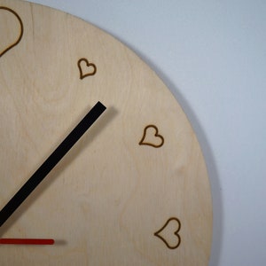 Wooden wall clock/heart silhouettes instead of numbers/ personalized gift/ a lovely Valentine&#39;s Day gift/ clock for wall unique