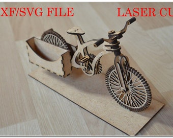 DXF/DWG fietsbestand/Home Decor/Laser gesneden bestand/Cnc frezen/DIY/ambachten/houten Acril/pennenhouder/3D constructie/fiets Svg LaserCut bestand