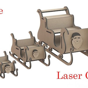 DXF/DWG Trenó de Papai Noel de Natal/Decoração de Trenó de Papai Noel de Natal/Corte a Laser/Fresagem CNC/Faça Você Mesmo/Artesanato/Construtor de Acrílico de Madeira