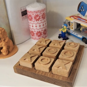 Houten boter-kaas-en-eek bordspel/ Gemaakt van eikenhout/ cadeau voor gamer