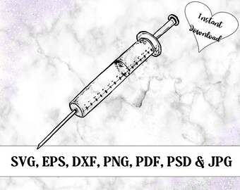 Syringe SVG and Layered Clipart, doodle icon clipart for personal and commercial use, digital instant download